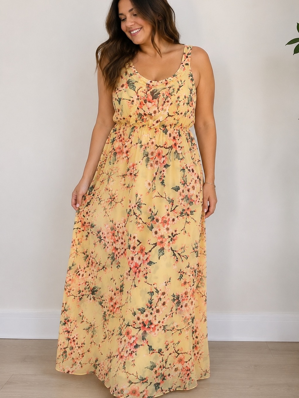 Denim 24/7 Yellow Floral Maxi Dress - Sleeveless Summer Dress